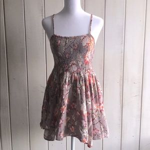 Angie boho floral printed smocked sun dress Med